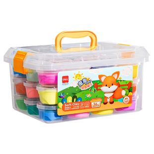 得力超轻粘土儿童彩泥橡皮泥24色黏土幼儿园专用手工手办食品diy材料包彩泥低年级玩具