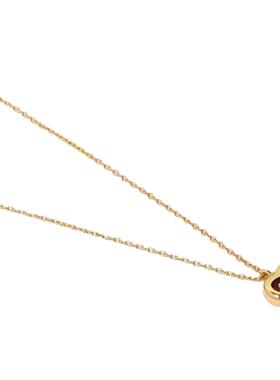 黄铜镀金爱心红色滴釉锁骨链复古