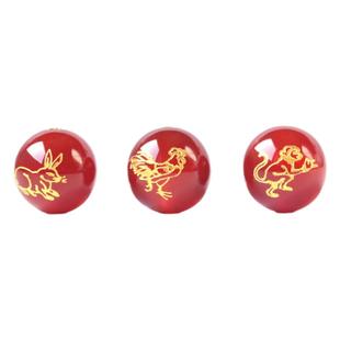 天然黑红玛瑙十二生肖圆珠散珠子本命年手串配珠手链diy配件串珠