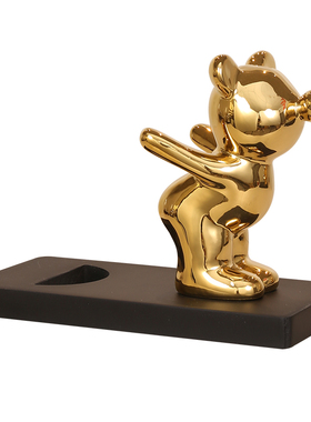 酒柜陶瓷电镀暴力熊红酒架摆件