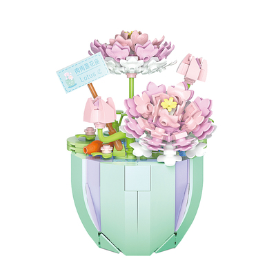 唯乐创想积木花玩具6岁拼装摆件