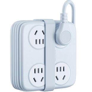 奥睿科绕线方砖排插多插位插排桌面开关插座usb插线板宿舍接线板