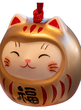 日本进口药师窑招财猫风铃挂件