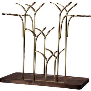 现代轻奢红酒架摆件客厅实木放红酒瓶的架子倒挂酒杯收纳展示架