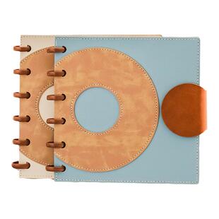 蘑菇扣方形活页记事本质感皮面加厚书写可替换内芯横线空白本摘抄手账日记工作学习记录专用高颜值笔记本本子