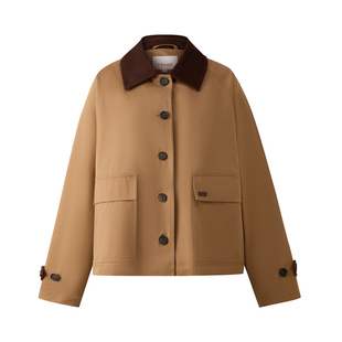 【100%棉】Eland衣恋短外套女短款大口袋宽松上衣2025冬季新款