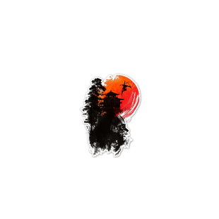 TLP反光车贴 侠客武士武侠水墨落日山林 行李箱贴笔记本贴玻璃贴