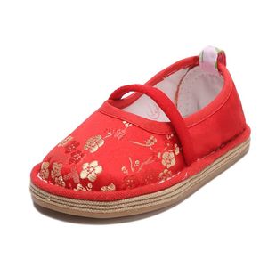宝宝鞋新年唐装女童手工小布鞋女1-3岁婴儿周岁鞋2学步喜庆红鞋子