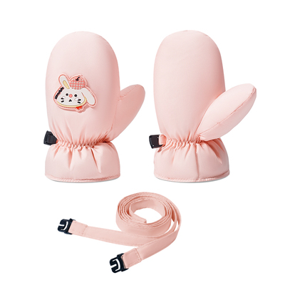 KK树儿童羽绒手套加厚保暖男童女孩冬季玩雪宝宝防风防水可挂脖