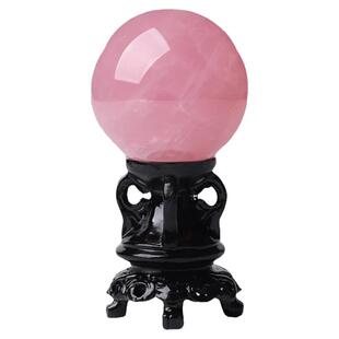 天然粉水晶球摆件旺姻缘招桃花入户玄关轻奢高档装饰高级感工艺品