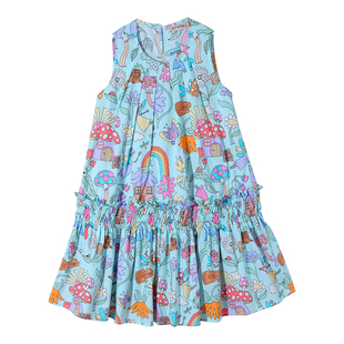 女童连衣裙2026新款夏季儿童纯棉裙子中大童无袖背心裙度假风长裙