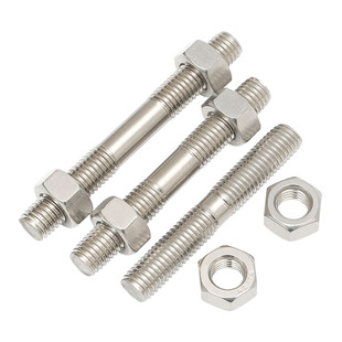 不锈钢304双头螺丝螺母套装组合两头牙螺栓丝杆螺M6M8M10M12M16mm