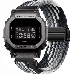 适用卡西欧G-SHOCK小方块DW-5600手表带dw5600磁吸编织透气腕带