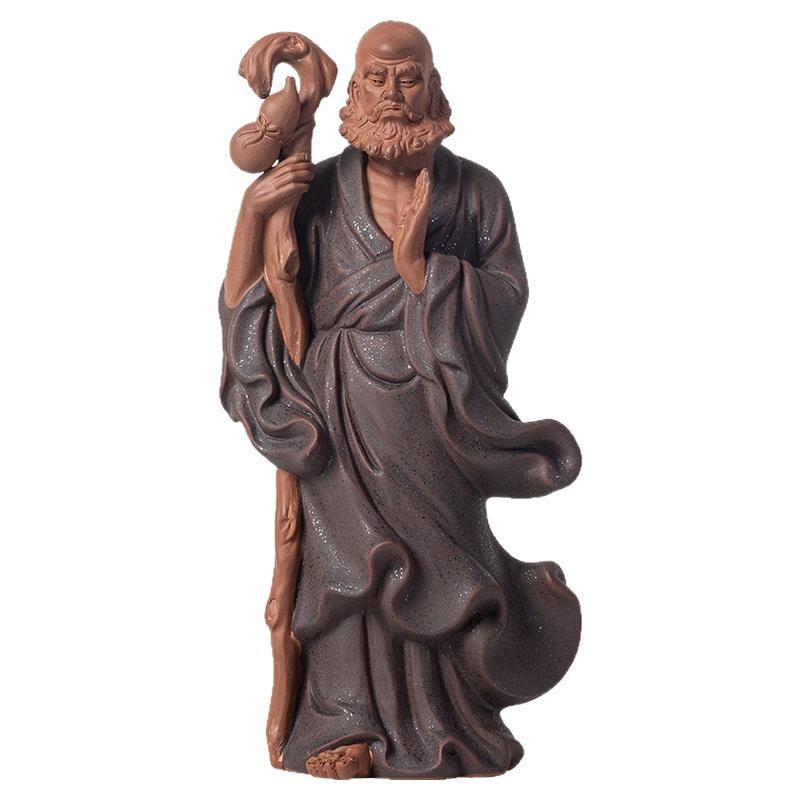 中式禅意渡江达摩祖师摆件手工陶瓷工艺品家居客厅博古架桌面装饰