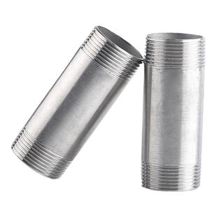 304不锈钢加长双头外丝螺纹钢管内接水管配件4 6分1寸延长管200MM