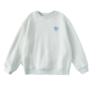 棵初2026年春款亲子中大女童纯色圆领卫衣恒温抗静电精致印花上衣