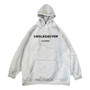 连帽卫衣男秋冬款灰色潮牌加绒加厚情侣卫衣美式复古重磅宽松外套