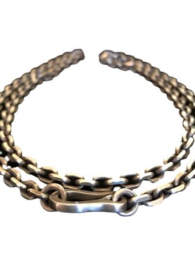 千银厚果5mm太角锁骨链复古手工