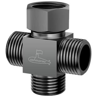 潜水艇四通角阀分水阀全铜家用一进三出46分活接花洒水龙头分水器