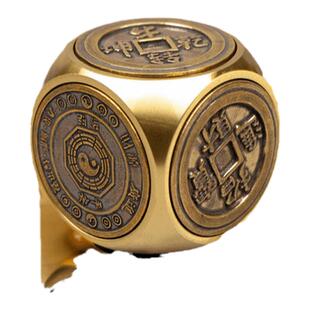 纯黄铜六面转魔方扭转乾坤旋转解压减压时来运转钱创意手把件摆件