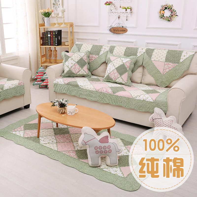 韩式田园 四季通用 纯棉欧式布艺沙发垫全棉坐垫 防滑靠背巾罩套