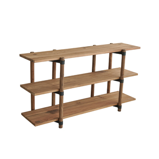 润家家居简约实木落地置物架书架收纳架客厅边柜陈列展示架花架