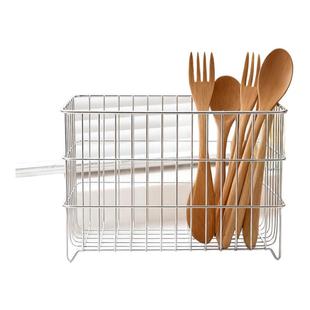 唯物生活 厨房窗台面304不锈钢砧板收纳筐蔬菜篮子置物架沥水架