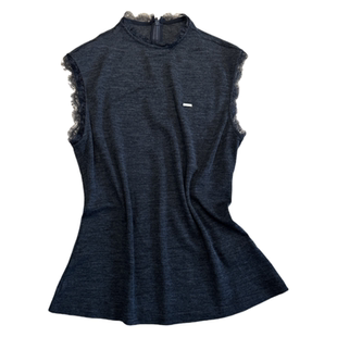 VANLU | 秋冬重头戏 复古浪漫氛围 蕾丝拼接圆领羊毛修身针织背心