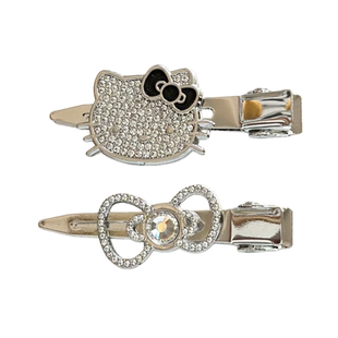 正版Hellokitty满钻无痕边夹水钻发夹少女金属头饰刘海固定碎发夹