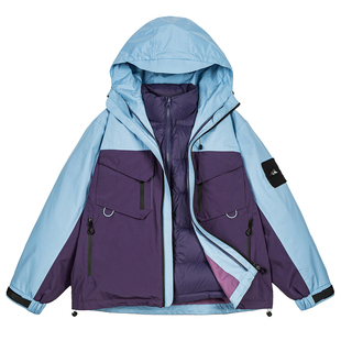 户外风可拆卸两件套羽绒服内胆雪橇服加厚派克服鸭绒登山服男女冬