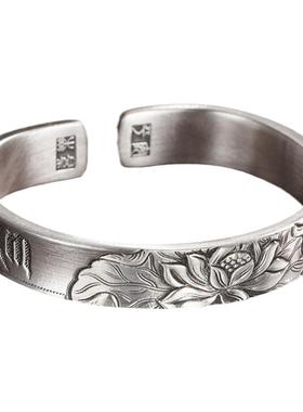 清河语银手镯做旧银镯子纯银手镯