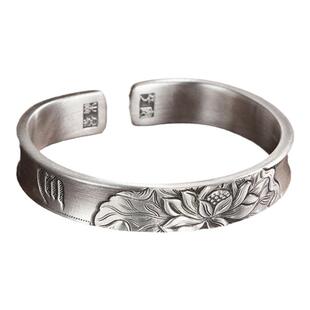 吴越老银铺足银手镯999清河语银手镯做旧银镯子简约百搭纯银手镯