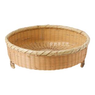 良胜出口日本纯手工竹编果盘零食早餐盘面包盘家用客厅厨房沥水盘