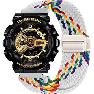 适用G-SHOCK卡西欧GA-110手表带GA120/700磁吸编织透气替换腕带