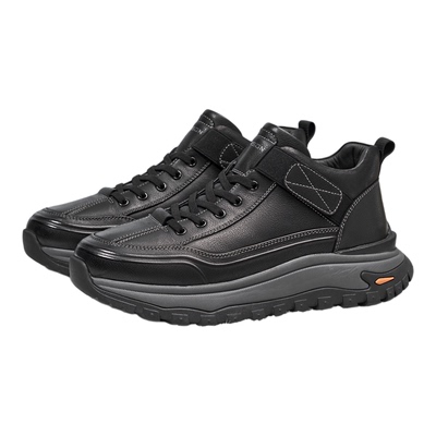 哈森真皮羊毛短靴爸爸棉鞋男