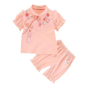 女宝宝衣服夏装女孩1一2周岁抓周百天宴礼服夏季婴儿唐装汉服套装