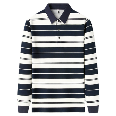 罗蒙春秋季新款长袖翻领t恤男士