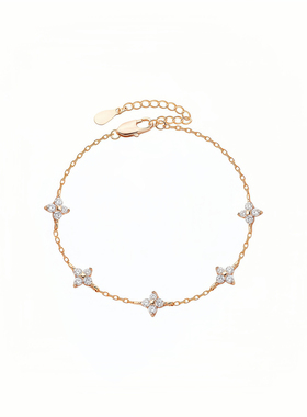 月售500+S999银满天星四叶草手链