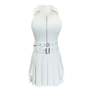 ive女团张元英同款演出服白色网球运动连衣裙爵士舞蹈表演打歌服