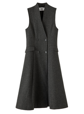 晚白轻熟风V领羊毛连衣裙