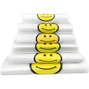 笑脸塑料袋透明食品级餐饮加厚商用外卖打包购物方便背心手提批发