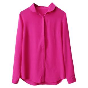 重磅真丝上衣女长袖2026春新款大码纯色百搭修身娃娃领桑蚕丝衬衫