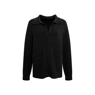 NAZ那子大码安迪绒麻花扭条针织衫胖mm时尚气质慵懒风显瘦开衫冬