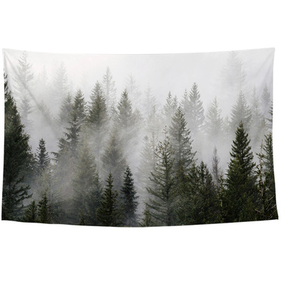 北欧简约现代雾凇松树树林挂墙