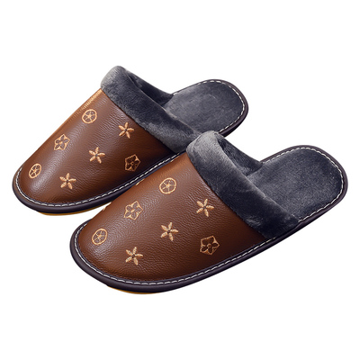 真牛皮面情侣家用防滑牛筋毛绒男