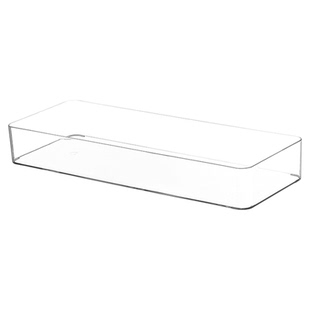 加大长款40公分透明盒子窄长条方形收纳盒宽15cm装水不漏抽屉整理