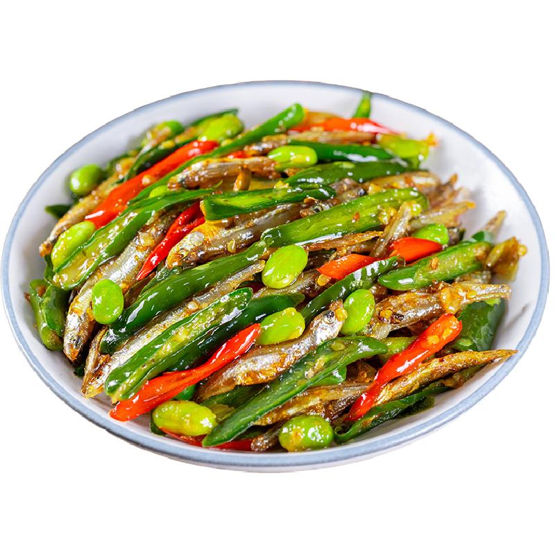 江西特产制作腌辣椒炒毛豆小鱼干