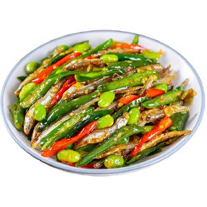 江西特产制作腌辣椒炒毛豆小鱼干