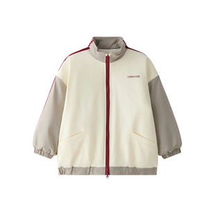 虾酱麻麻男童夹棉外套秋冬装2025新款男孩撞色织带儿童装保暖上衣