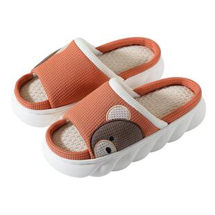 家居亚麻拖鞋女厚底春秋室内防滑静音吸汗情侣四季棉麻地板布拖男